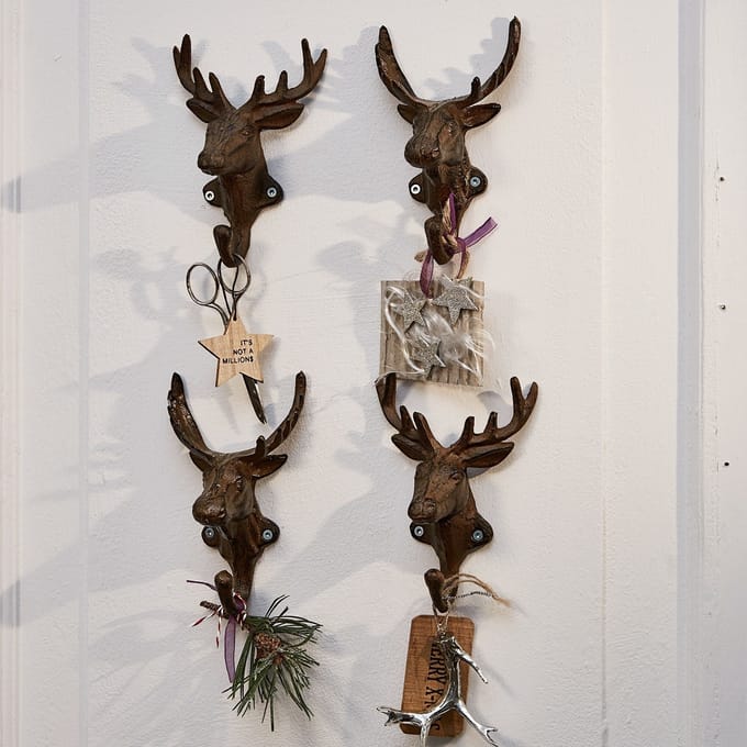 LOBERON Haak set van 4 Deer antiekbruin