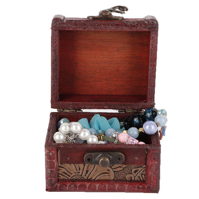 Mini Boîte à Bijoux en Bois Artisanale Vintage Conteneur Support de Rangement pour Bagues Boucles d'Oreilles (Nénuphar) black