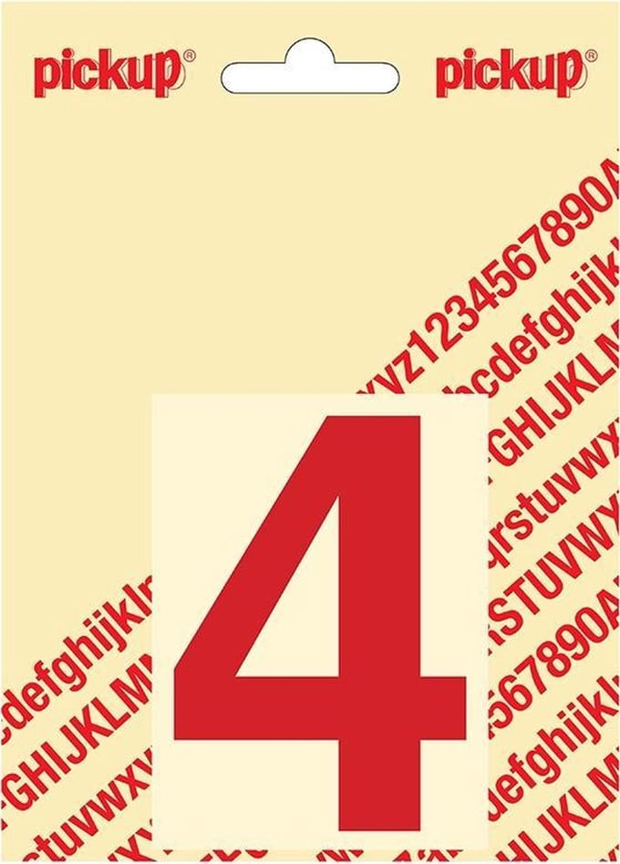 Pickup plakcijfer Helvetica 80 mm - rood 4