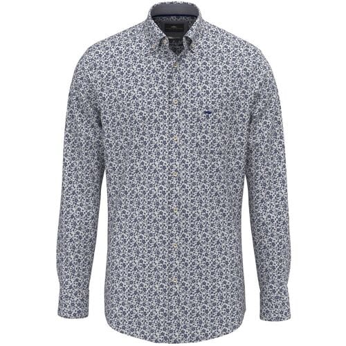 Fynch-Hatton Overhemd Minimal Floral Pattern Button-Down Misty Blue / male
