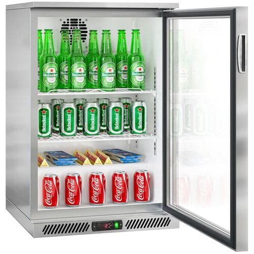 GGM Gastro Barkoelkast - 600mm - 130 Liter - met 1 glazen klapdeur - RVS zilver