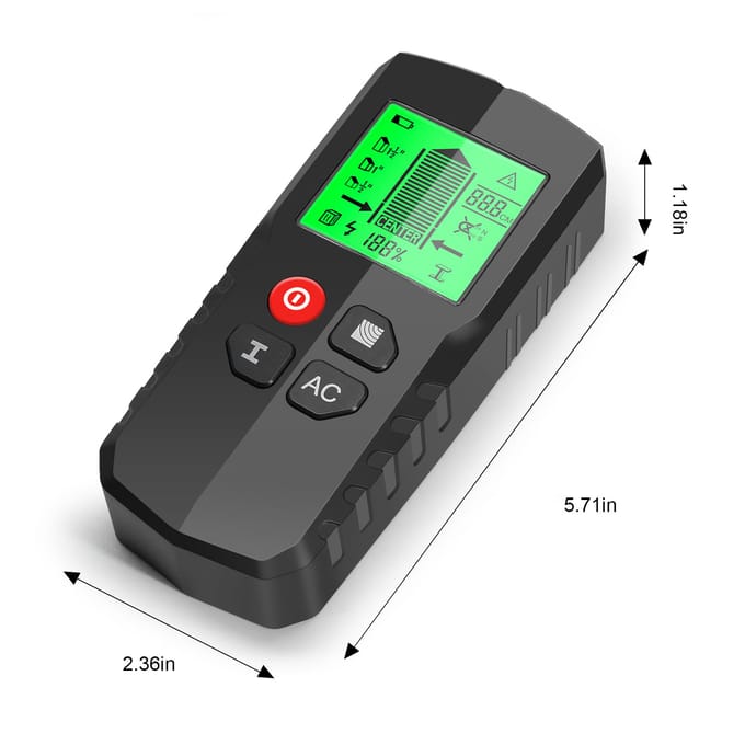 LCD-achtergrondverlichting Display Digitale wanddetector Metaalsensor Houten studzoeker AC-kabelscanner Vijf veelkleurig