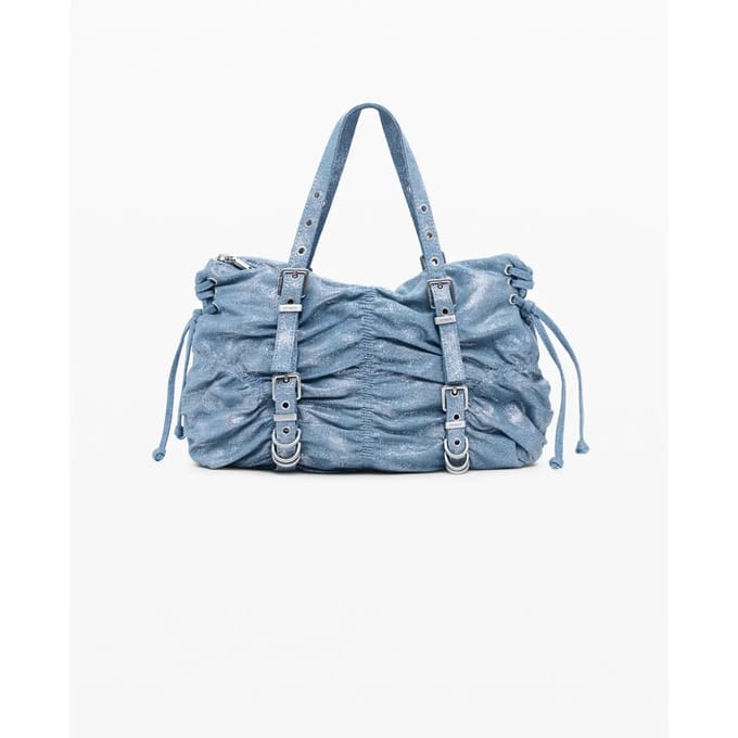 Desigual schoudertas Gathered Denim Shoulder Bag Space Blue Lichtblauw