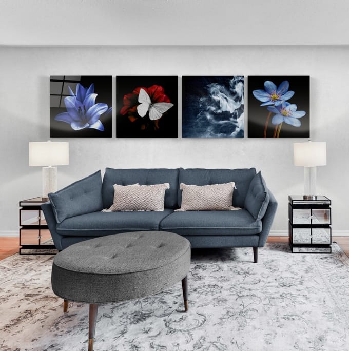 Bloemen Quadro glas schilderij