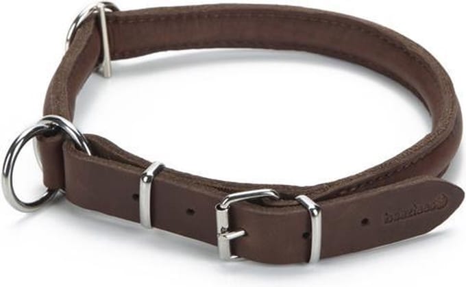 Beeztees leren halsband Djenga. Bruin. 52 cm.