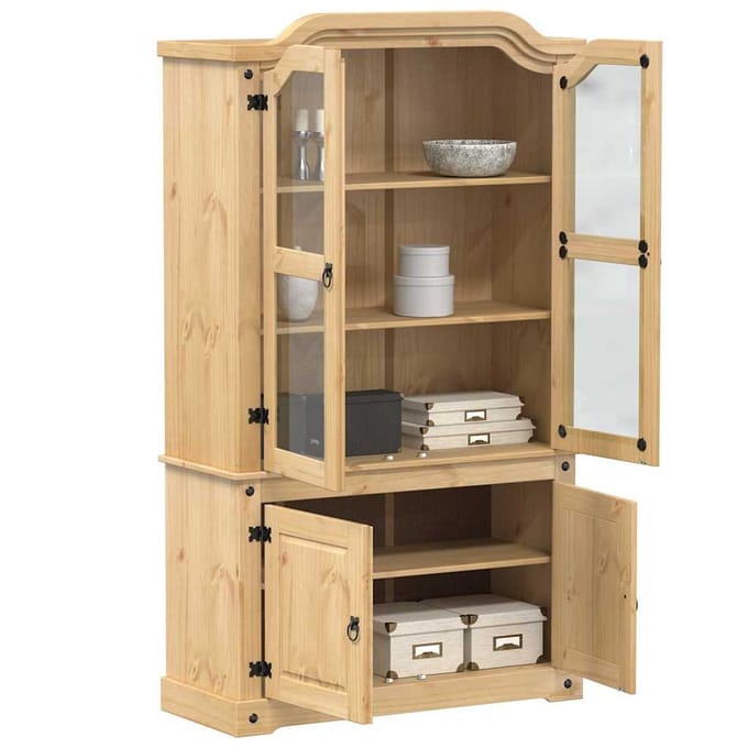 vidaXL - Vitrinekast - Corona - 103,5x42x180 - cm - massief - grenenhout