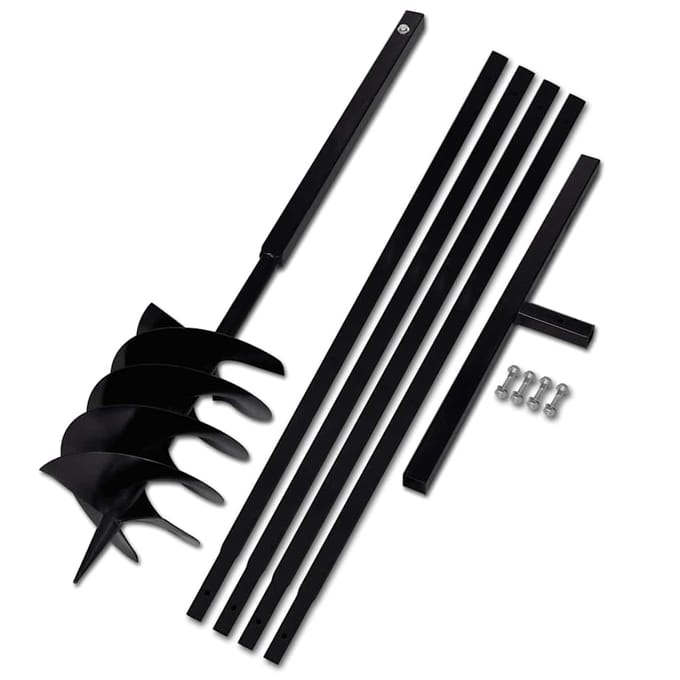 vidaXL - Grondboor - met - handvat - 200 - mm - en - verlengstukken - 5 - m - (staal)