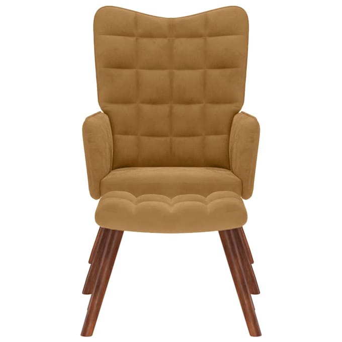 vidaXL - Relaxstoel - met - voetenbank - fluweel - bruin
