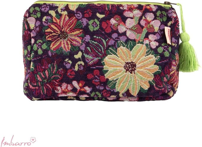 Imbarro - Pouch - Toilettas - Beautybag - Violet - Jaquard - 35x20cm