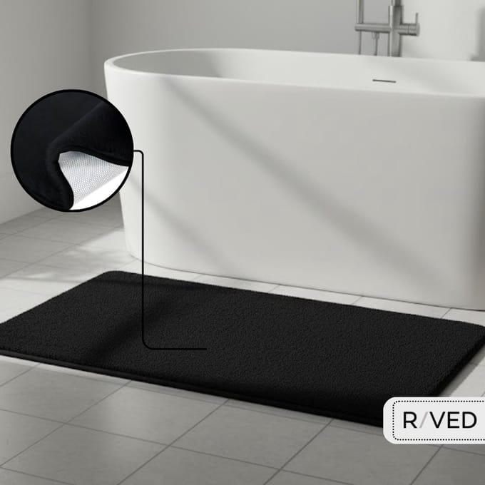 Raved Badmat 75×45 cm – Zwart – Memory Foam – Anti-Slip – Wasbaar