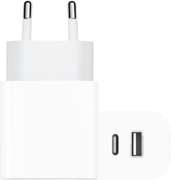 Usb C lader 2 Poorten - Oplader usb & usb-C - Dubbele usb Adapter - Snellader - Wit