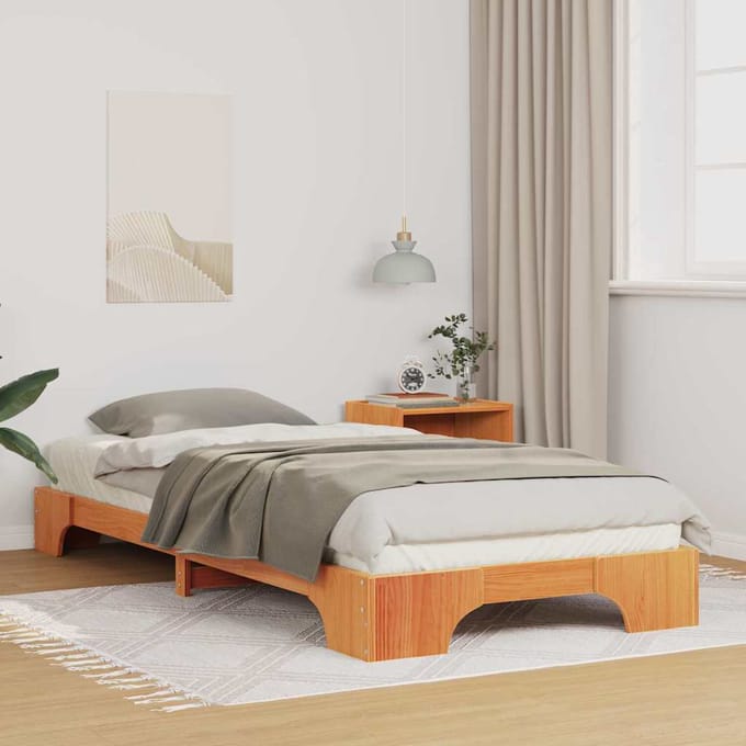 vidaXL - Bedframe - Bruin - 90 - x - 220 - cm - Massief - grenenhout