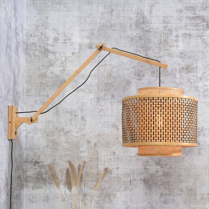 GOOD&MOJO Wandlamp Bhutan - Bamboe/Zwart - 90x40x55cm - Binnen Scandinavisch,Bohemian