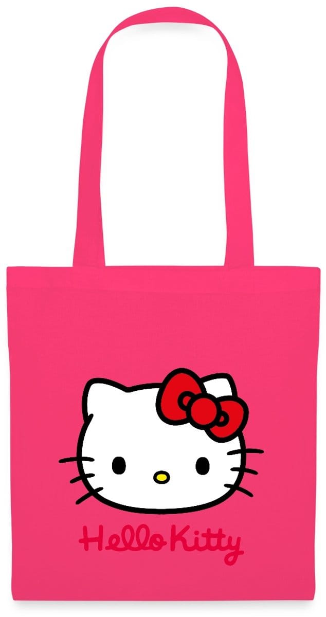 Hello Kitty Klassiek Portret Hello Kitty Tekst Tas Van Stof Schoudertas