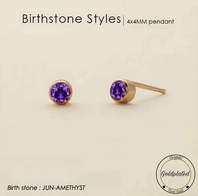 Borasi Birthstone Oorbellen Juni | Goldplated | Paars | Dames Sieraden |