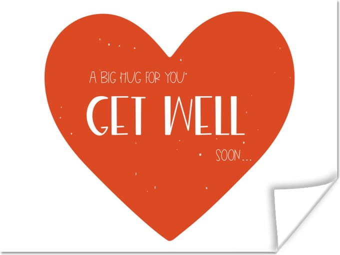 Poster Beterschap - Quote - Rood - Knuffel - 120x90 cm