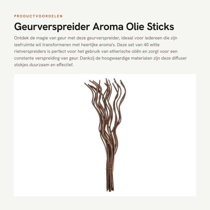 Dailygoods- Geurverspreider 40 Stuks - Rietverspreider - Aroma Olie Sticks - Etherische Olie Diffuser - Decoratief Stuk - Intensieve Geur