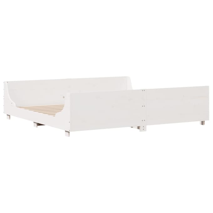 vidaXL - Bedframe - zonder - matras - massief - grenenhout - wit - 200x200 - cm
