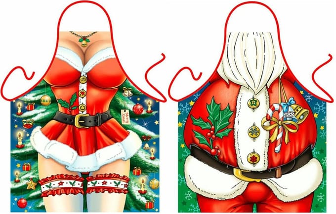 Kerstman en Kerstvrouw Grappig Leuk Schort Keukenschort voor Kerstmis