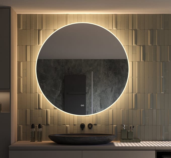 Schaere - Ronde Badkamerspiegel - LED Verlichting - Spiegel Verwarming - Touch Sensor - Dimfunctie - 120x120 cm