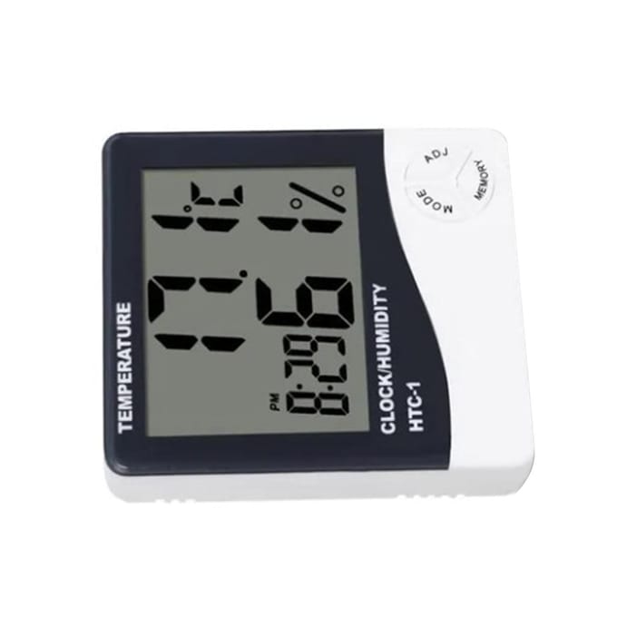 Mini digitale thermometer, hygrometer, klok, binnentemperatuur-vochtigheidsmeter, metermonitor gray