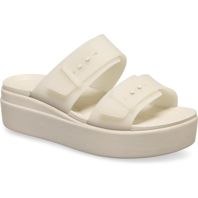 Crocs Brooklyn Buckle Low Wedge Dames Sandstone Sandalen
