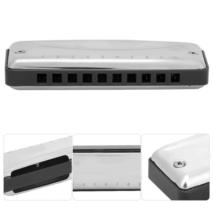 10?Harmonica Blues en Do Dièse Trou Harpe Instrument de Musique Portable Débutant Pratique Noir orange