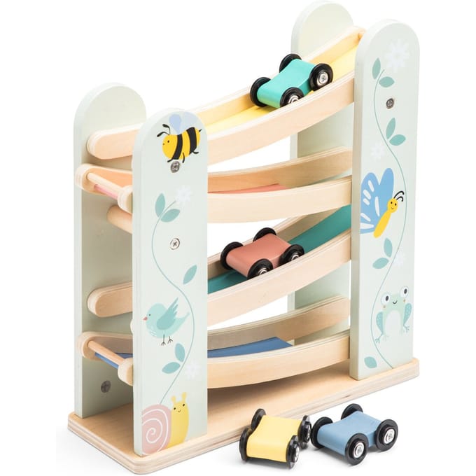 Woet® Houten Autobaan met 4 Auto’s - Vanaf 18 Maanden