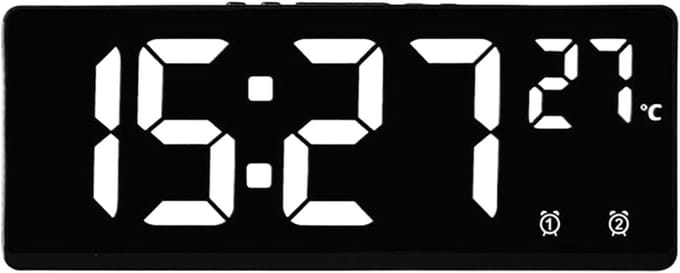 Digitale Wekker - LED Klok - Slaap Verbeteren - Dubbele Alarmen - 17.4 cm - Wit