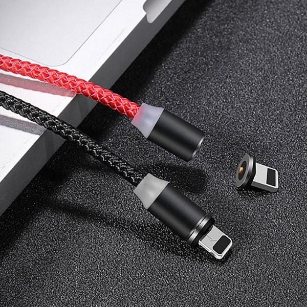 USAMS U-Sure Serie - Magnetische Lightning Kabel - 1m - Rood - Nylon Gevlochten