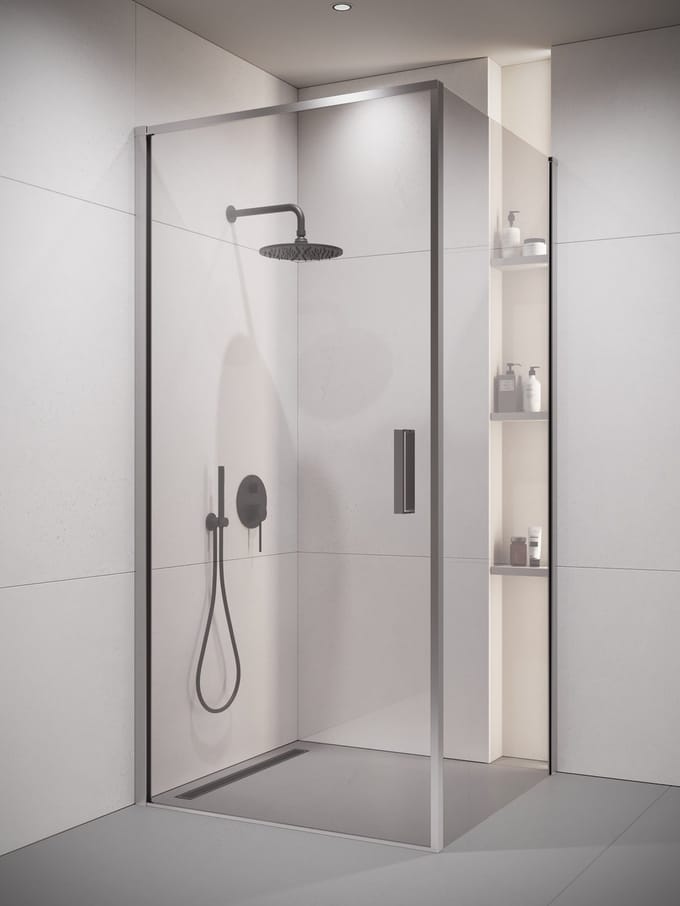 Badplaats Douchecabine Alava 90 x 90 x 190 cm – Chroom – Douchewand met Draaideur