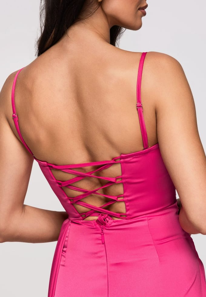 LARICA Jurk - Slim Fit - Rits - Gebloemd Fuchsia M