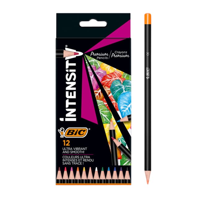 BIC kleurpotloden Intensity premium etui 12 kleuren voor kinderen.