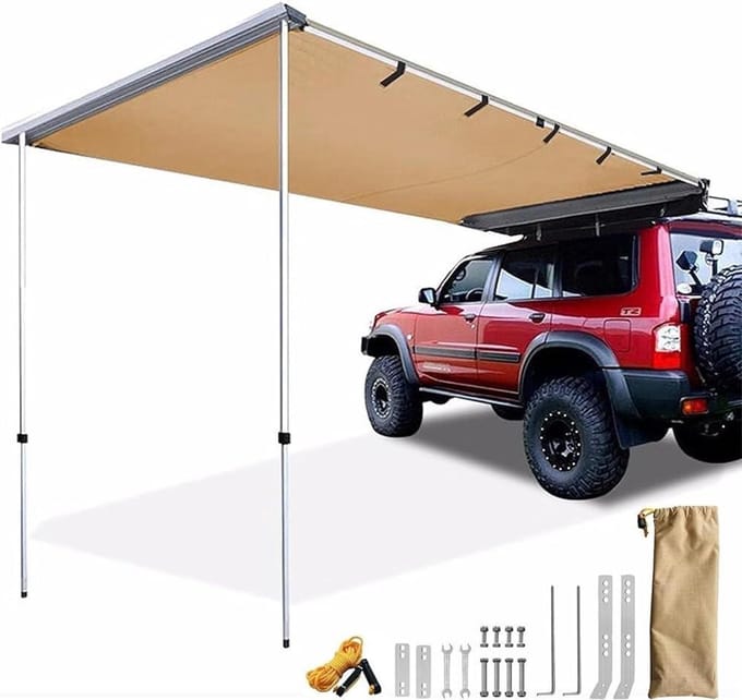 Auto Luifel - Zijluifel Caravan - Buiten Kamperen - Verstelbare Hoogte - 160x250cm - Grijs