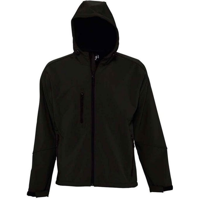 SOLS Heren Replay Soft Shell Jas met capuchon (Zwart)