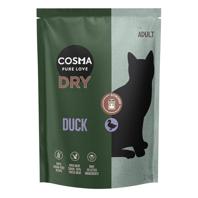 2kg Cosma Extruded Droogvoer Eend Katten Droogvoer