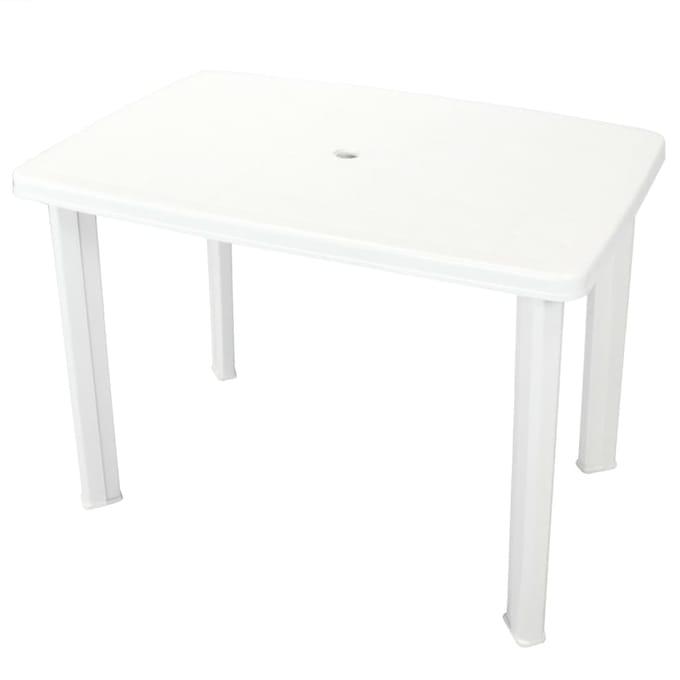 vidaXL - Tuintafel - 101x68x72 - cm - kunststof - wit