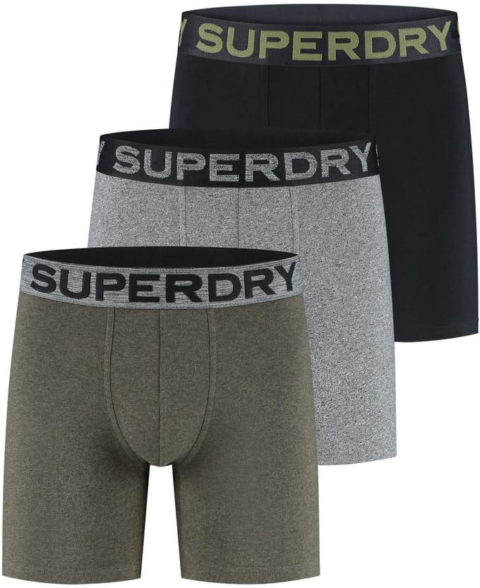 Superdry BOXER TRIPLE PACK Heren Onderbroek - Krst Black Mga Grit/Wnter Khki Grit/Blck