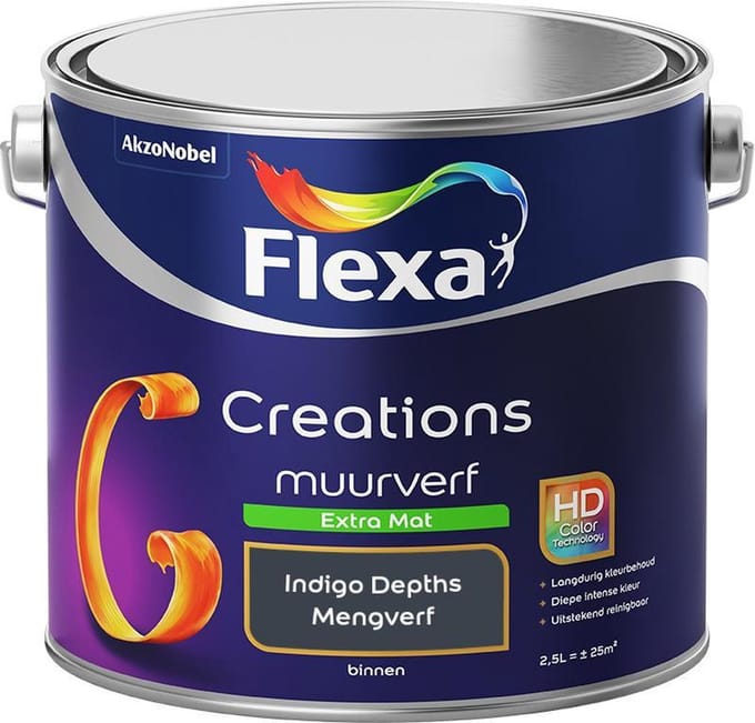 Flexa - Creations Muurverf Extra Mat - Indigo Depths - Mengverf - 2,5 L