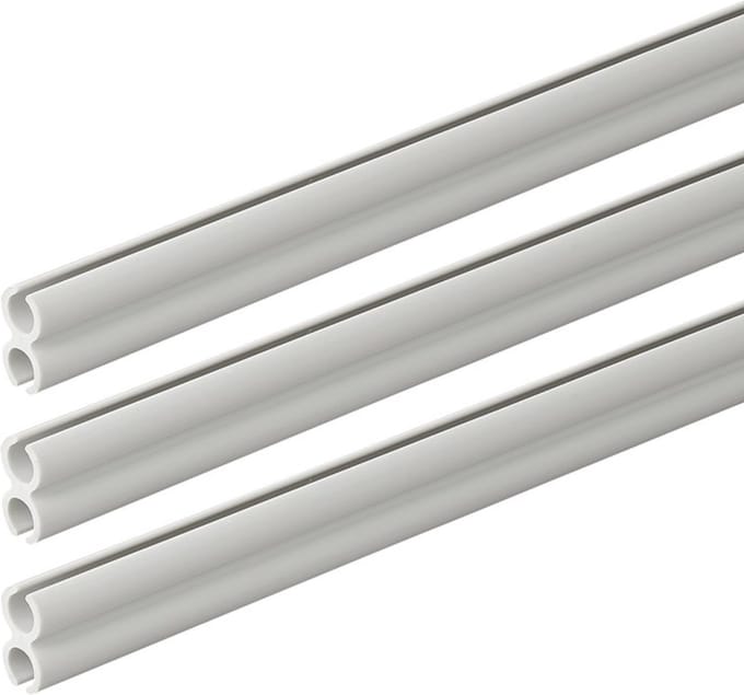 ProPlus Dubbele tentrail set - kunststof - 80 cm - lichtgrijs - 3 stuks
