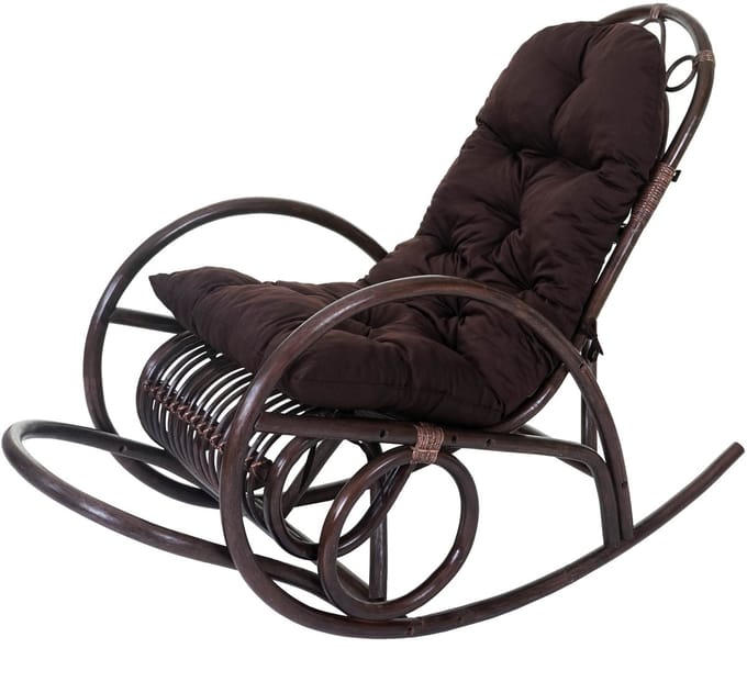 Schommelstoel MCW-C40, rotan fauteuil, bruin ~ bruin kussen