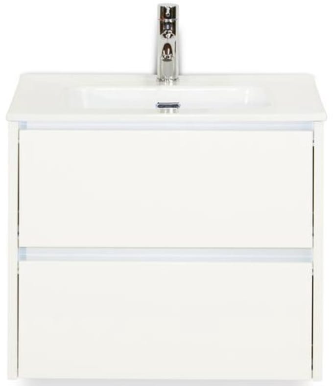 Dante Badmeubelset 60 cm - Wit Hoogglans - Keramische Wastafel Wit Cover