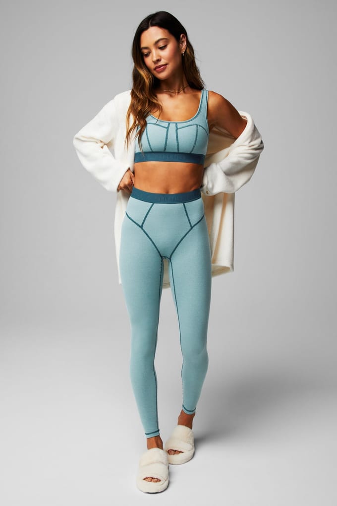 Fabletics  Waffle Legging Arctic Wave/midnight Wave Maat: S Short | Leggings Outlet | Dames | Blauw