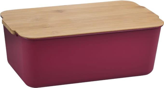 Broodtrommel - rood - 33x19,5x12,5cm - bamboe - broodbox -opbergtrommel