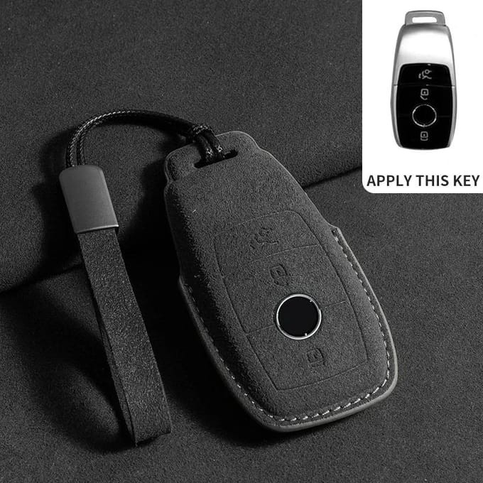 Étui Porte-Clés de Voiture en Cuir Pour Mercedes Benz Classe E W213 W205 E200 E260 E300 E320 Amg Cla Coque de Télécommande en Daim gray