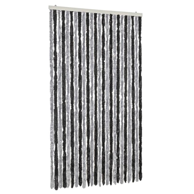 vidaXL - Vliegengordijn - 100x200 - cm - chenille - grijs - en - zwart