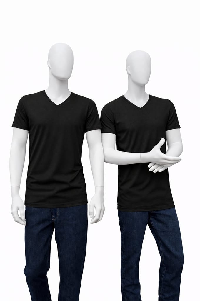 RELAKZ - Lenzing Modal - T-shirt - Deep V-hals - Extra Lang - Zwart - M - 2-pack