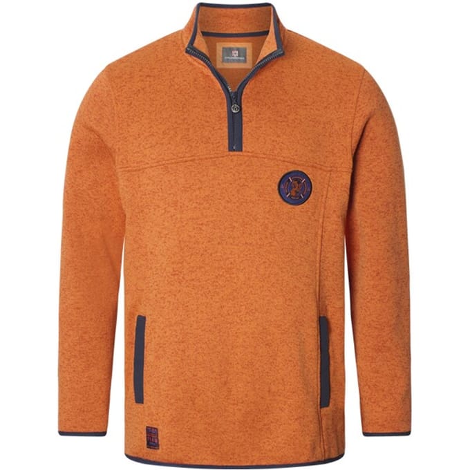 Jan Vanderstorm herren Gebreid Fleece Shirt - 76/78 - oranje - Plus Size