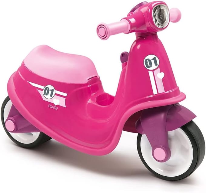Kinderstep - Loopfiets motor - Buiten spelen - Stille wielen - 47.5 cm hoog - Roze