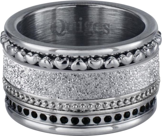 Quiges Dames Stapelring Set RVS Verzilverd - Maat 18 - Hoogte 10mm - SRS00218